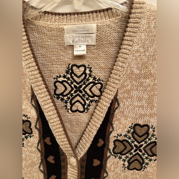 Christopher & Banks Embroidered Vintage Sweater Vest Size M - Picture 3 of 6